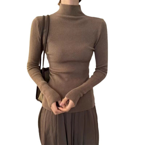 Half Turtleneck Candy-Colored Sweater For Women'S New Simple Slim-Fitting Knitted Sweater - Image 5