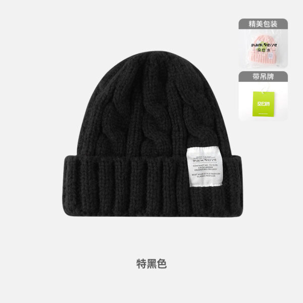 Solid Color Twist Female Autumn And Winter Student Warm Ear Protection Knitted Hat Couple Versatile Cold Hat - Image 19