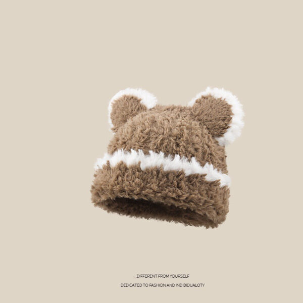 New Knitted Hat Children'S Winter Wool Stripes Show A Small Face Plush Warm Thickened Large Head Circumference Ear Protectors Stacking Hat - Image 26