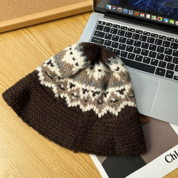 Retro Wool Hat Autumn And Winter Women'S Warm Ear Protection Versatile Face Small Color Matching Warm Knitted Bucket Hat - Image 13