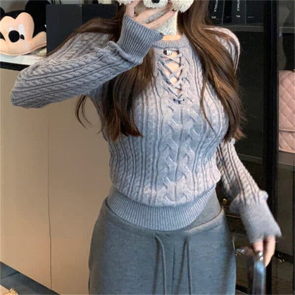 Autumn And Winter New Retro Design Long-Sleeved Knitted Sweater Slim And Thin Fashion Hollow Bottom Top Women'S Clothing - Image 10