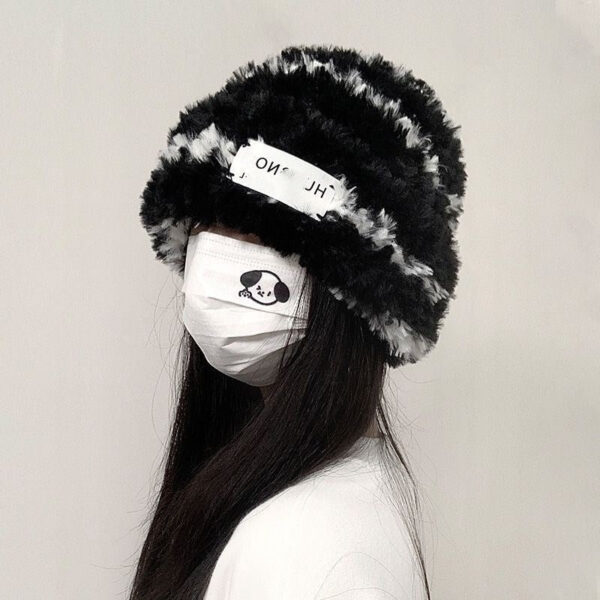New Knitted Hat Children'S Winter Wool Stripes Show A Small Face Plush Warm Thickened Large Head Circumference Ear Protectors Stacking Hat - Image 2
