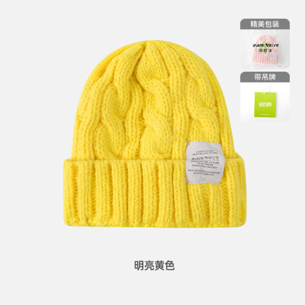 Solid Color Twist Female Autumn And Winter Student Warm Ear Protection Knitted Hat Couple Versatile Cold Hat - Image 16