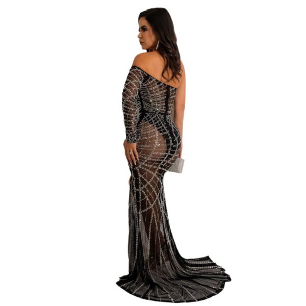 Sexy, Hot Diamond, Chest Wrap, Perspective, Side Open, Slim Fit, Mopping Dress Skirt - Image 5