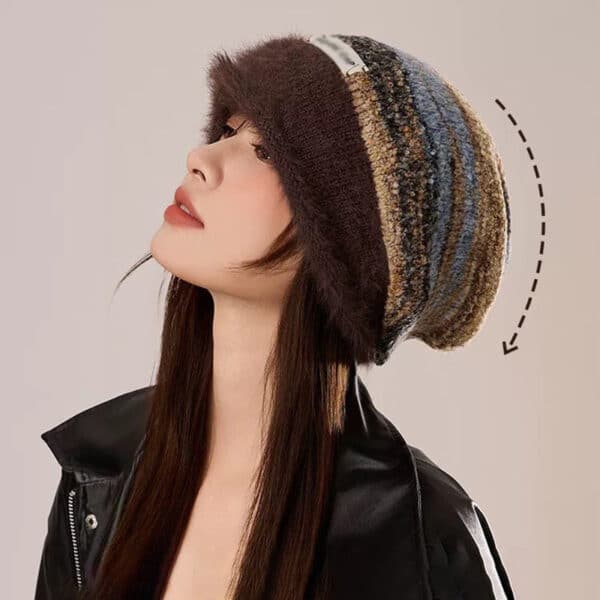 Maillard Pile Hat Children Winter Big Head Circumference Showing Face Small Wool Hat Warm Confinement Bag Head Knitted Cold Hat - Image 4