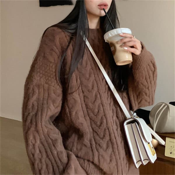 Loose And Gentle Wind Twist Pullover Women'S New Thick Soft Waxy Lazy Wind Knitted Sweater - Image 5