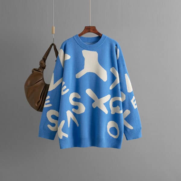 2024 Autumn And Winter New Knitted Sweater Women'S Medium And Long Jacquard Loose Bottoming Shirt Top - Image 4