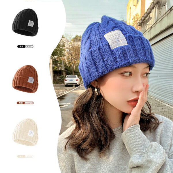 Solid Color Twist Female Autumn And Winter Student Warm Ear Protection Knitted Hat Couple Versatile Cold Hat - Image 2