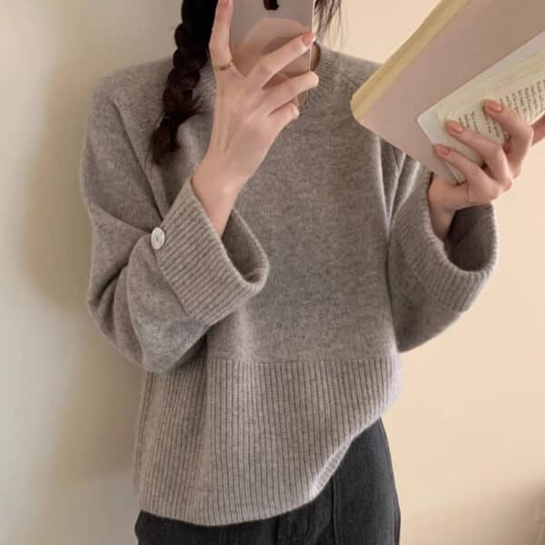 Loose Soft Waxy Comfortable And Thin Pullover Sweater Women'S Lazy Style Long-Sleeved Outer Wear Knitted Sweater - Image 3