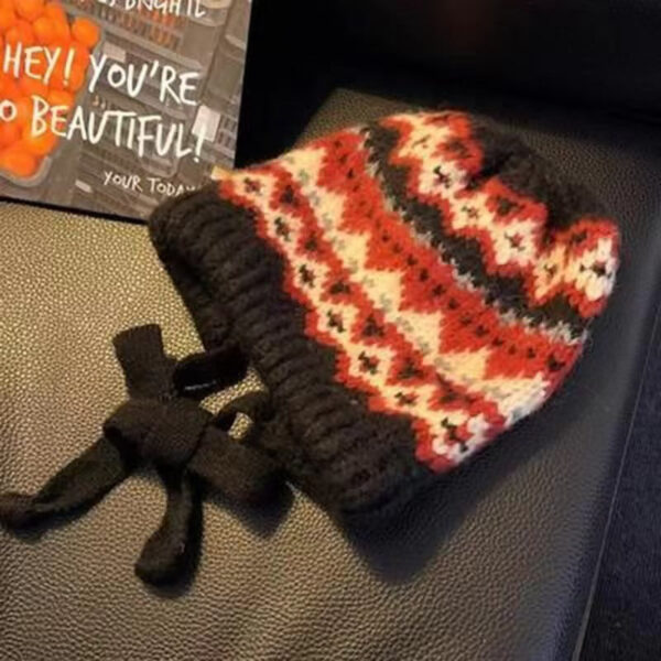 Fair Island Style Knitted Hat Children'S Retro Dual-Purpose Bag Hat Warm Wool Hat Ear Protection Street Style - Image 8