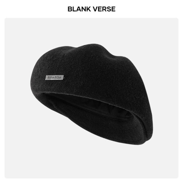 Autumn And Winter New Metal Standard Beret Children Big Head Circumference Show Face Small Reverse Wear Woolen Forward Hat - Image 14