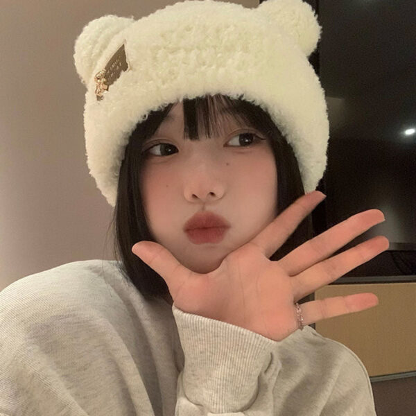New Knitted Hat Children'S Winter Wool Stripes Show A Small Face Plush Warm Thickened Large Head Circumference Ear Protectors Stacking Hat - Image 30