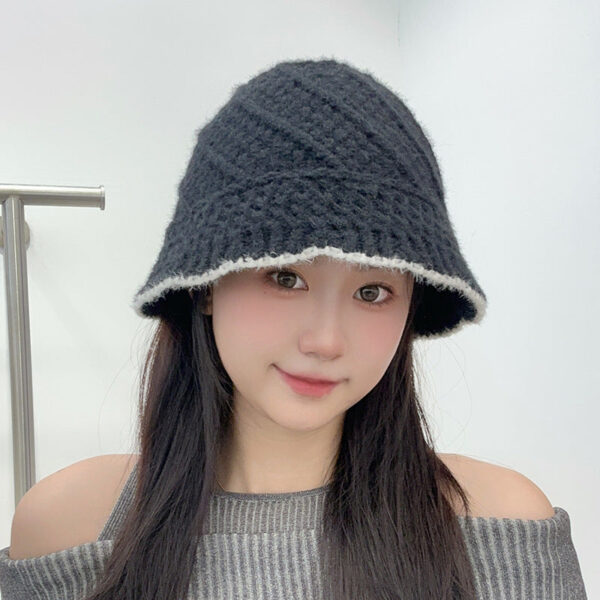 Retro Wool Hat Autumn And Winter Women'S Warm Ear Protection Versatile Face Small Color Matching Warm Knitted Bucket Hat - Image 21