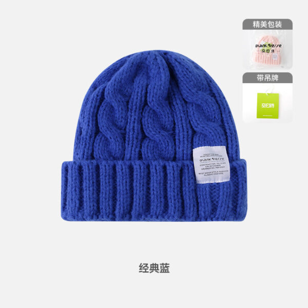 Solid Color Twist Female Autumn And Winter Student Warm Ear Protection Knitted Hat Couple Versatile Cold Hat - Image 12
