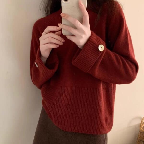 Loose Soft Waxy Comfortable And Thin Pullover Sweater Women'S Lazy Style Long-Sleeved Outer Wear Knitted Sweater - Image 4