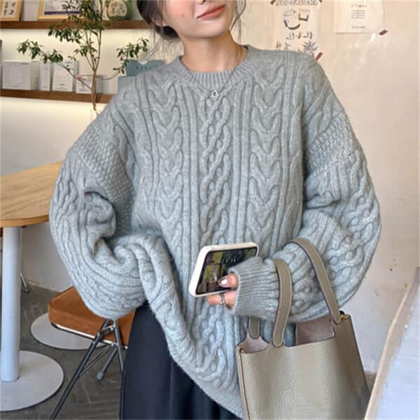Loose And Gentle Wind Twist Pullover Women'S New Thick Soft Waxy Lazy Wind Knitted Sweater - Image 4