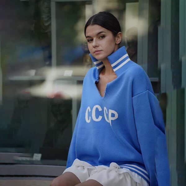 Letter Jacquard V-Neck Women'S Winter Casual Loose Lazy Wind Versatile Pullover Knitted Sweater - Image 9