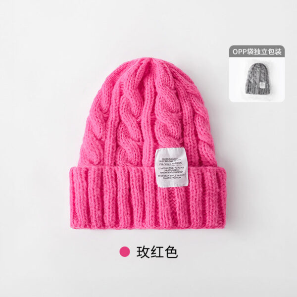 Solid Color Twist Female Autumn And Winter Student Warm Ear Protection Knitted Hat Couple Versatile Cold Hat - Image 27