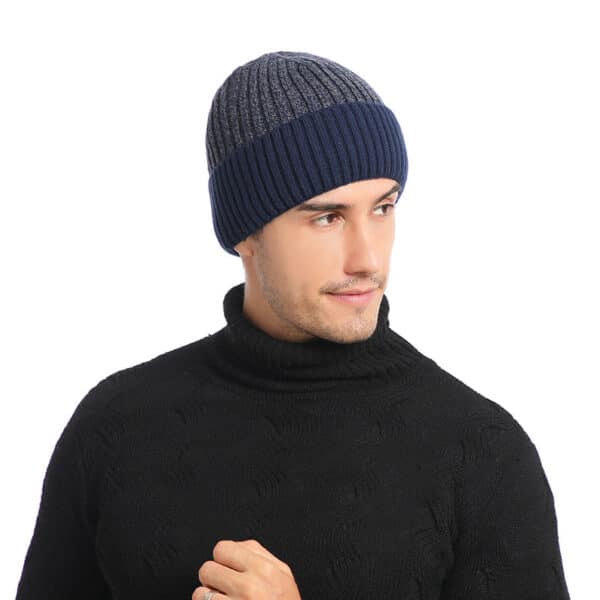 Winter Men'S Double Wool Hat Adult New Fleece Warm Knitted Hat - Image 3