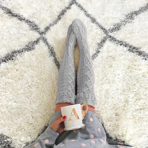 Quality Fashion Twist Flanged Knitted Long Tube Over Knee Stacking Socks Women, Solid Color Medium Long Tube Wool - Image 4