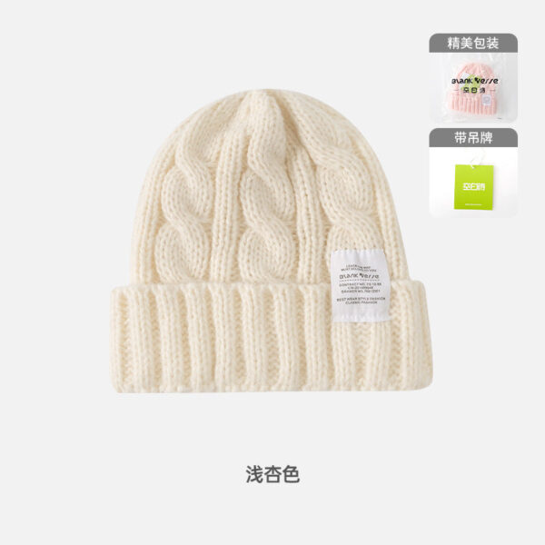 Solid Color Twist Female Autumn And Winter Student Warm Ear Protection Knitted Hat Couple Versatile Cold Hat - Image 7