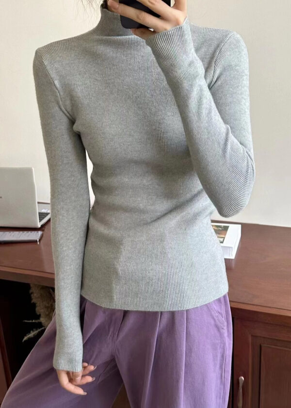 Half Turtleneck Candy-Colored Sweater For Women'S New Simple Slim-Fitting Knitted Sweater - Image 10