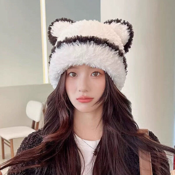 New Knitted Hat Children'S Winter Wool Stripes Show A Small Face Plush Warm Thickened Large Head Circumference Ear Protectors Stacking Hat - Image 24