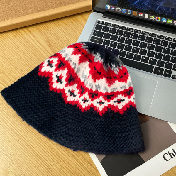 Retro Wool Hat Autumn And Winter Women'S Warm Ear Protection Versatile Face Small Color Matching Warm Knitted Bucket Hat - Image 10