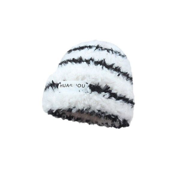 New Knitted Hat Children'S Winter Wool Stripes Show A Small Face Plush Warm Thickened Large Head Circumference Ear Protectors Stacking Hat - Image 6