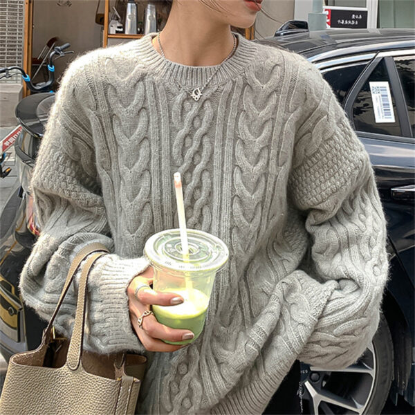 Loose And Gentle Wind Twist Pullover Women'S New Thick Soft Waxy Lazy Wind Knitted Sweater - Image 6