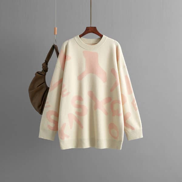 2024 Autumn And Winter New Knitted Sweater Women'S Medium And Long Jacquard Loose Bottoming Shirt Top - Image 3