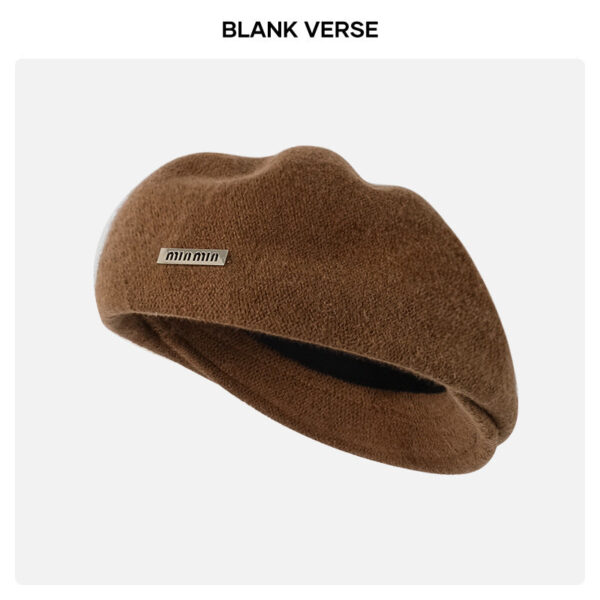 Autumn And Winter New Metal Standard Beret Children Big Head Circumference Show Face Small Reverse Wear Woolen Forward Hat - Image 15