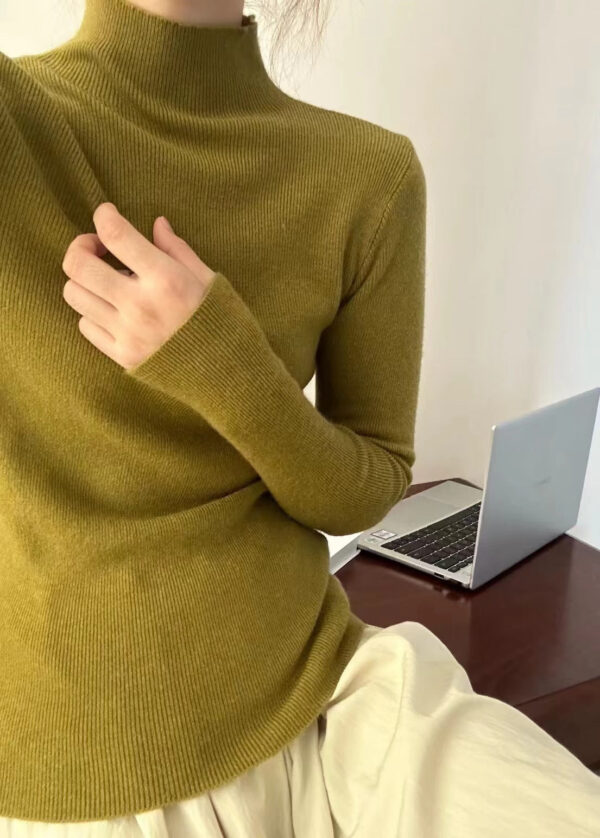 Half Turtleneck Candy-Colored Sweater For Women'S New Simple Slim-Fitting Knitted Sweater - Image 11