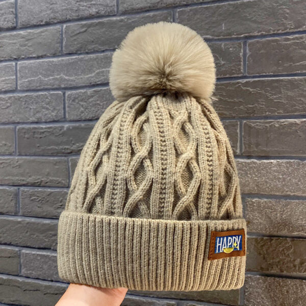 Winter New Happy Plush Women'S Warm Thickened Knitted Hat Versatile Double-Layer Ear Protection Hat - Image 5
