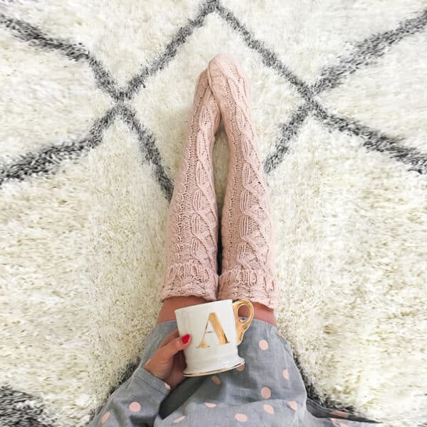 Quality Fashion Twist Flanged Knitted Long Tube Over Knee Stacking Socks Women, Solid Color Medium Long Tube Wool - Image 3