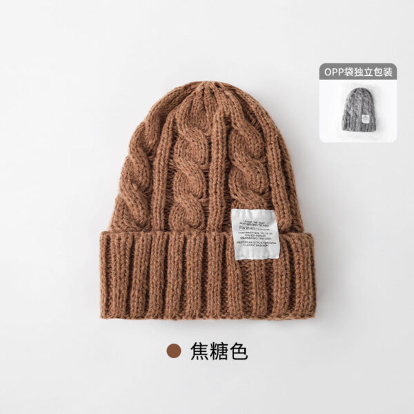 Solid Color Twist Female Autumn And Winter Student Warm Ear Protection Knitted Hat Couple Versatile Cold Hat - Image 25