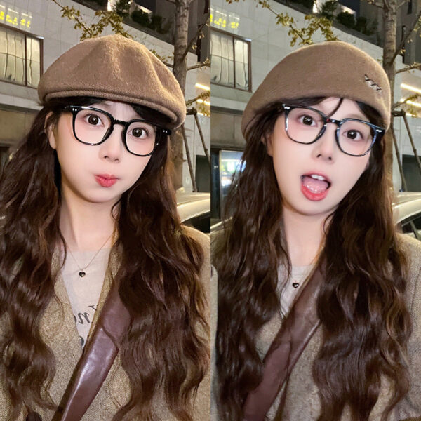 Autumn And Winter New Metal Standard Beret Children Big Head Circumference Show Face Small Reverse Wear Woolen Forward Hat - Image 3