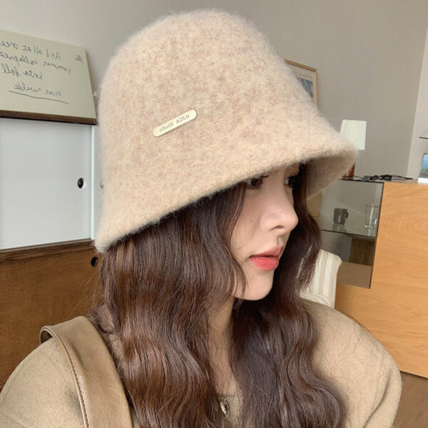 Retro Wool Hat Autumn And Winter Women'S Warm Ear Protection Versatile Face Small Color Matching Warm Knitted Bucket Hat - Image 14