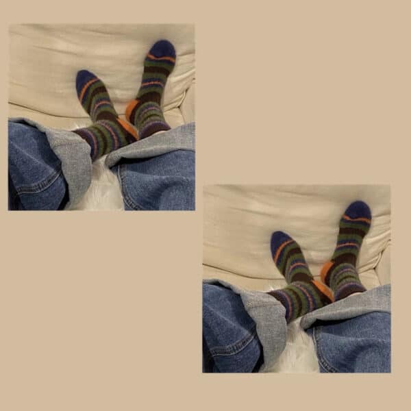 5Prs-Thick Stripes Color Matching Contrasting Imitation Mink Fluffy Socks Sweet Warm Women'S Mid-Tube Socks - Image 3