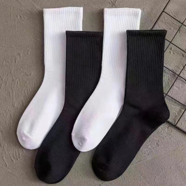 5 Prs-Men'S Medium Tube Socks Terry Socks Towel Bottom Sports Cotton White Stockings Basketball Socks - Image 6