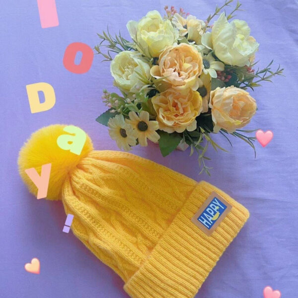 Winter New Happy Plush Women'S Warm Thickened Knitted Hat Versatile Double-Layer Ear Protection Hat - Image 3