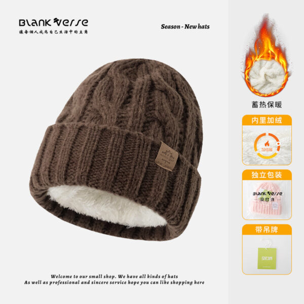 Solid Color Twist Female Autumn And Winter Student Warm Ear Protection Knitted Hat Couple Versatile Cold Hat - Image 36
