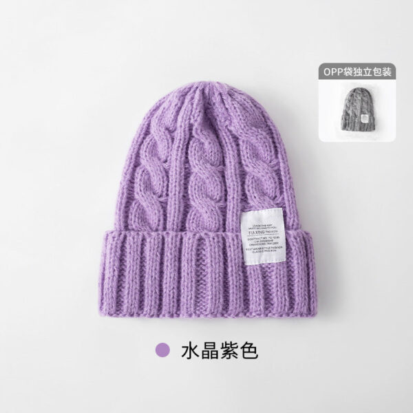 Solid Color Twist Female Autumn And Winter Student Warm Ear Protection Knitted Hat Couple Versatile Cold Hat - Image 28
