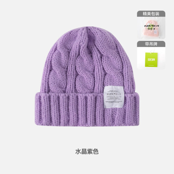 Solid Color Twist Female Autumn And Winter Student Warm Ear Protection Knitted Hat Couple Versatile Cold Hat - Image 14