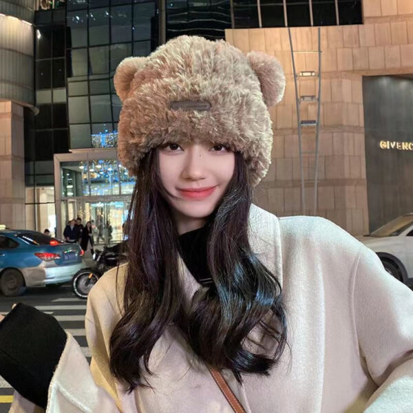 New Knitted Hat Children'S Winter Wool Stripes Show A Small Face Plush Warm Thickened Large Head Circumference Ear Protectors Stacking Hat - Image 9