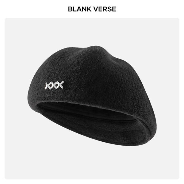 Autumn And Winter New Metal Standard Beret Children Big Head Circumference Show Face Small Reverse Wear Woolen Forward Hat - Image 10