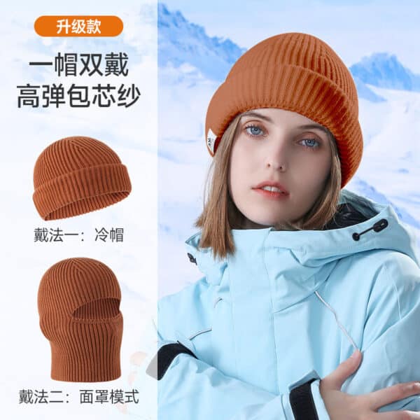 Free Shipping Autumn And Winter Warm Knitted Cold Hat Versatile Men'S Outdoor Riding Thickened Warm Headgear Windproof Breathable Mask - Image 11