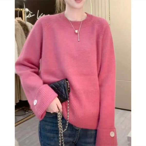 Loose Soft Waxy Comfortable And Thin Pullover Sweater Women'S Lazy Style Long-Sleeved Outer Wear Knitted Sweater - Image 10