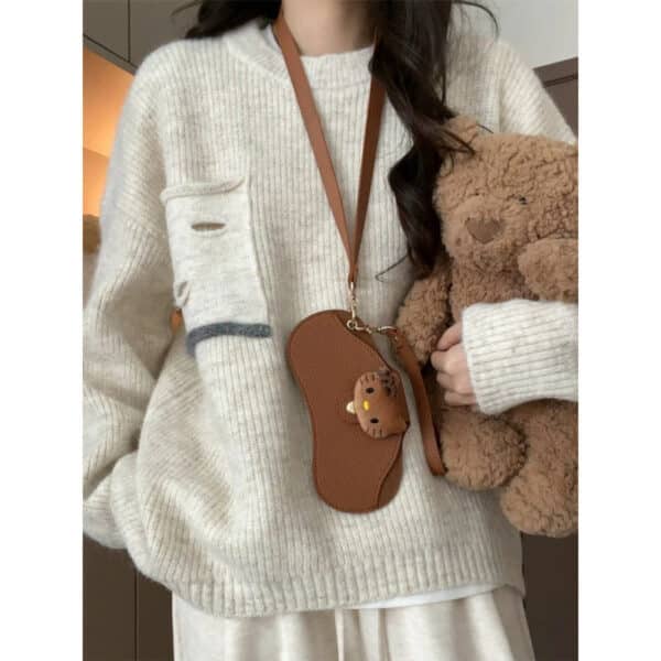 Crew Neck Lazy Wind Women'S Autumn And Winter New Wear Design Sense Knitted Sweater Loose Top Tide - Image 2