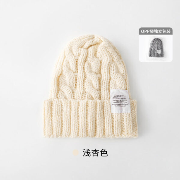 Solid Color Twist Female Autumn And Winter Student Warm Ear Protection Knitted Hat Couple Versatile Cold Hat - Image 21